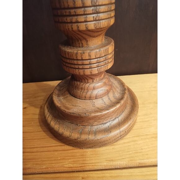 Hand Turned Large Wood Church Altar Candlestick CANDLE STICK vintage detailed - Picture 5 of 6